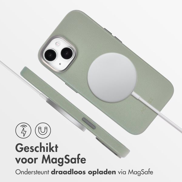 Accezz MagSafe Leather Backcover Apple iPhone 15 - Light Grey