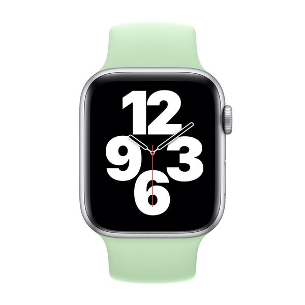 Apple Siliconen solobandje Apple Watch Series 1 - 9 / SE (38/40/41 mm) | Series 10 / 11 (42 mm) - Maat 8 - Pistachio