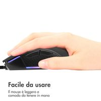 imoshion Gaming muis met RGB lichten - Bedrade gaming muis met USB-A aansluiting - Zwart