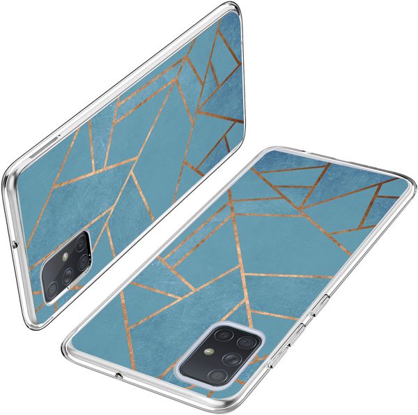 imoshion Design hoesje Samsung Galaxy A71 - Grafisch Koper / Blauw