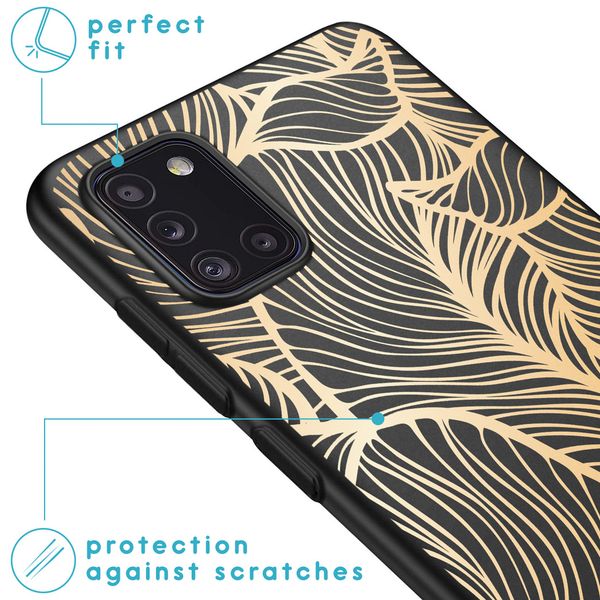 imoshion Design hoesje Samsung Galaxy A31 - Bladeren / Zwart