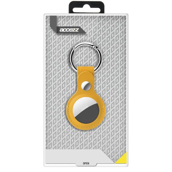 Accezz Genuine Leather Keychain Case Apple AirTag - Geel