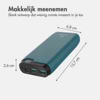 imoshion Powerbank 20.000 mAh - 22,5W Snellader - USB-C / USB-A - Petrol Green