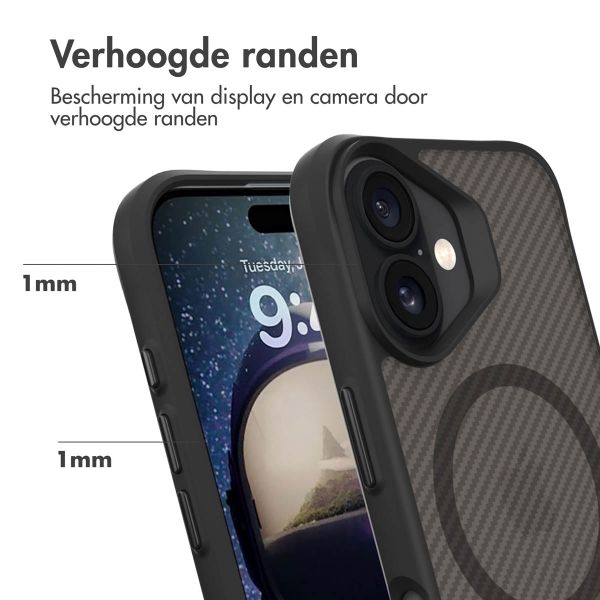 imoshion Rugged Hybrid Carbon Case met MagSafe Apple iPhone 16 Plus - Zwart