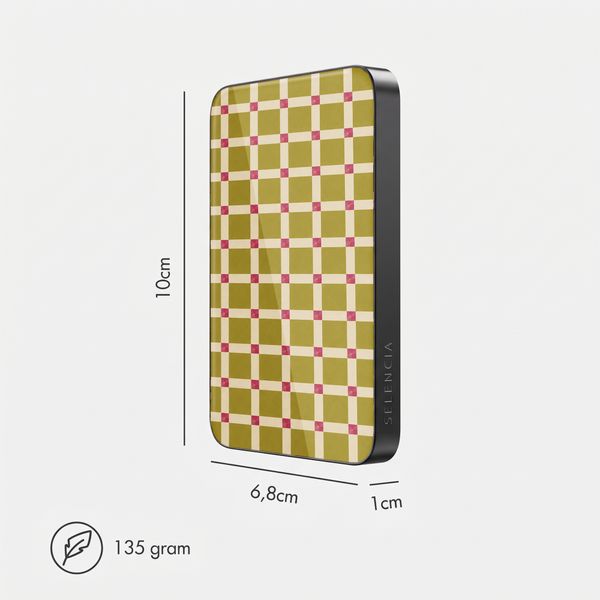 Selencia Vivid Powerbank 5.000 mAh - Draadloze Powerbank - MagSafe en Qi - Black / Check This Olive