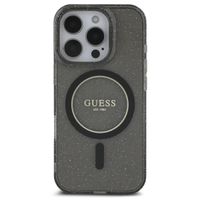 Guess MagSafe IML Glitter Case met beads strap Apple iPhone 16 Pro Max - Zwart