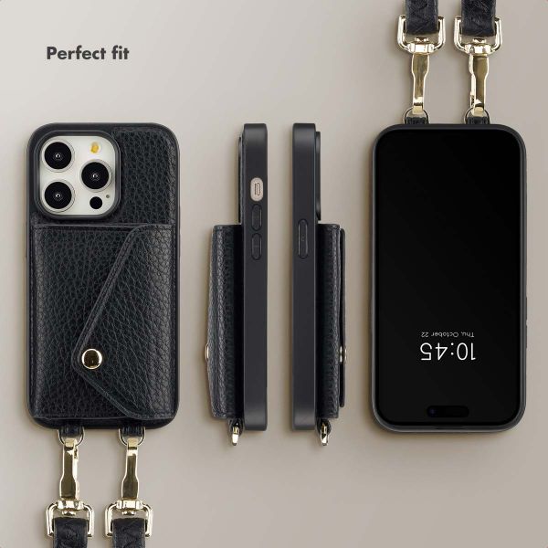 Selencia Sera Phone Case with Cord and Envelope Card Holder Apple iPhone 14 Pro - Black