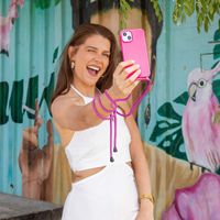 imoshion Siliconen hoesje met koord iPhone 14 - Fluor Roze