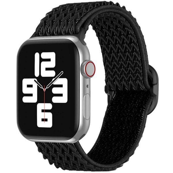 imoshion Elastisch nylonbandje Apple Watch Series 1 t/m 9 / SE (38/40/41 mm) | Series 10 / 11 (42 mm) - Zwart