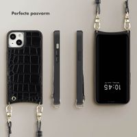 Selencia Nova Croco Backcover met koord en pashouder iPhone 13 - Black