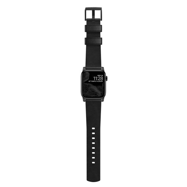 Nomad Modern Band van leder Apple Watch Series 1 t/m 10 / SE / Ultra (2) (44/45/46/49 mm) - Zwart/Zwart