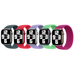 Apple 5 Pack Gevlochten solobandje voor de Apple Watch | 38/40/41/42 mm - Maat 4 - Lake Green/ (PRODUCT)RED/ Lavender/ Bright Green/ Magenta