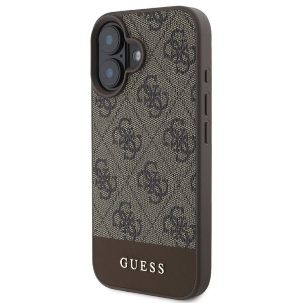 Guess Bottom Stripe 4G Backcover iPhone 16 - Bruin