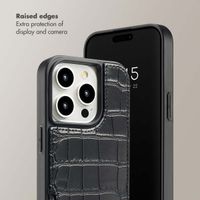 Selencia Nova Croco Phone Case with Cord and Card Holder Apple iPhone 15 Pro - Black
