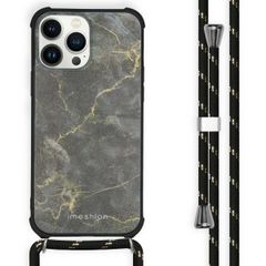 imoshion Design hoesje met koord iPhone 13 Pro Max - Black Marble