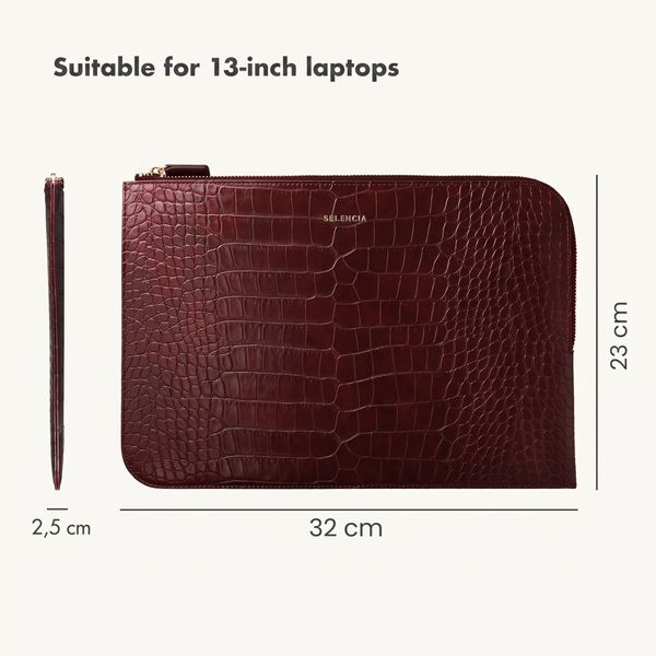 Selencia Croco laptop sleeve 13 inch - Burgundy