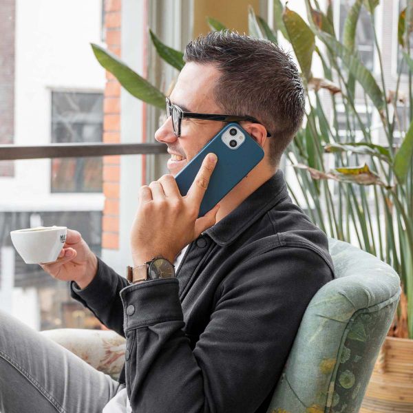 Accezz Leather Backcover met MagSafe Apple iPhone 14 Pro Max - Donkerblauw