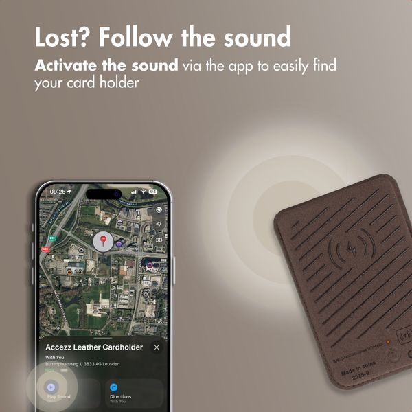 Accezz Magnetic Leather Card Holder - Compatible with Apple Find My - Coffee Brown