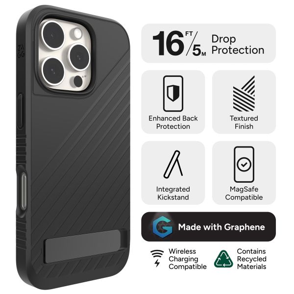 ZAGG Denali Snap KickStand Case met MagSafe iPhone 16 Pro - Zwart