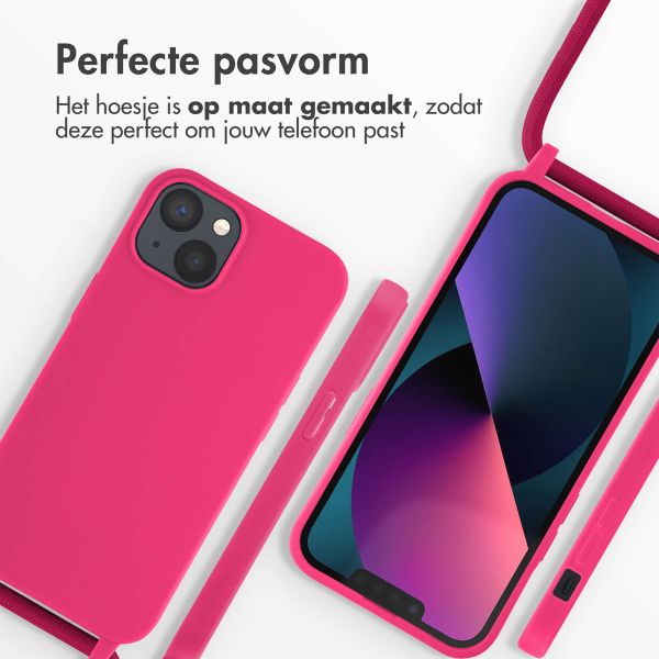 imoshion Siliconen hoesje met koord iPhone 13 - Fluor Roze