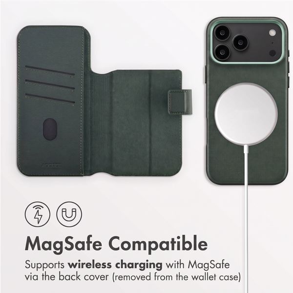 Accezz 2-in-1 Leather Bookcase with MagSafe Apple iPhone 18 Pro / 17 Pro - Cedar Green