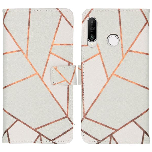 imoshion Design Softcase Bookcase Huawei P30 Lite - White Graphic
