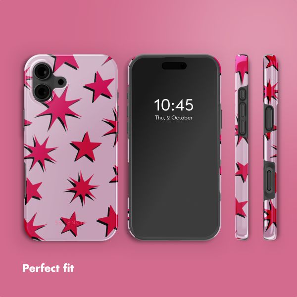Selencia Vivid Back Cover with MagSafe Apple iPhone 16 - Stars Rubine Red Light Pink