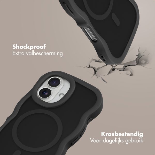 Selencia Wavy Backcover met MagSafe Apple iPhone 16 - Zwart