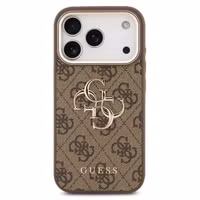 Guess 4G Metal Logo Backcover Apple iPhone 17 Pro - Gold Edge - Brown