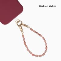 Selencia Rivièra MagSafe Backcover met afneembare haakjes voor de Apple iPhone 16 Pro - Bold Burgundy + Sorbet Pop Polskoord - Pink