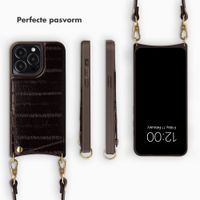 Selencia Nova Real Leather Backcover met Koord en Pashouder Apple iPhone 14 Pro - Dark Chocolate