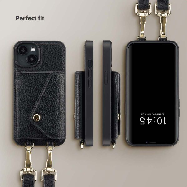 Selencia Sera Phone Case with Cord and Envelope Card Holder Apple iPhone 14 - Black