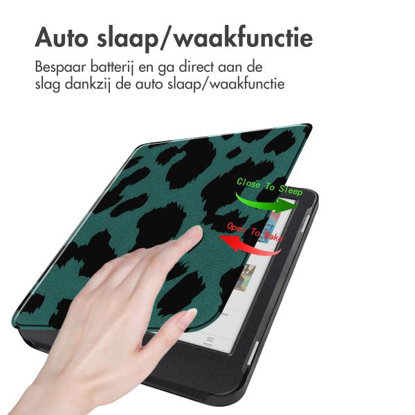 imoshion Design Slim Hard Case Sleepcover Kobo Clara Colour / Kobo Clara BW - Green Leopard