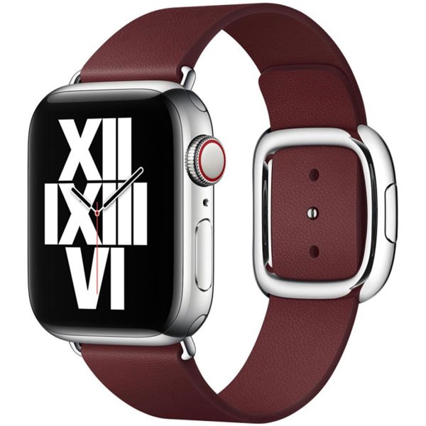 Apple Leather Band Modern Buckle Apple Watch Series 1 t/m 9 / SE (38/40/41 mm) | Series 10 (42 mm) - Maat S - Garnet