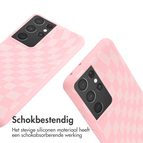 imoshion Siliconen design hoesje met koord Samsung Galaxy S21 Ultra - Retro Pink