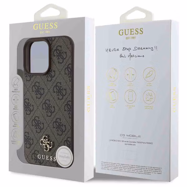Guess 4G Metal Logo Backcover MagSafe Apple iPhone 16 Pro Max - Bruin