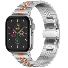 Selencia Jubilee stalen bandje Apple Watch Series 1 t/m 9 / SE (38/40/41 mm) | Series 10 / 11 (42 mm) - Zilver & Rosé Goud