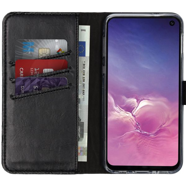 Selencia Echt Lederen Bookcase Samsung Galaxy S10e - Zwart