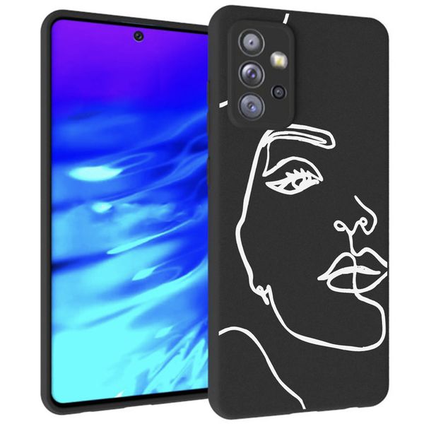 imoshion Design hoesje Samsung Galaxy A72 - Abstract Gezicht - Wit