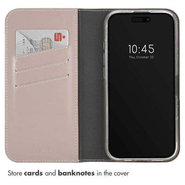 Selencia Genuine Leather Book Case Apple iPhone 16 Pro Max - Dusty Pink
