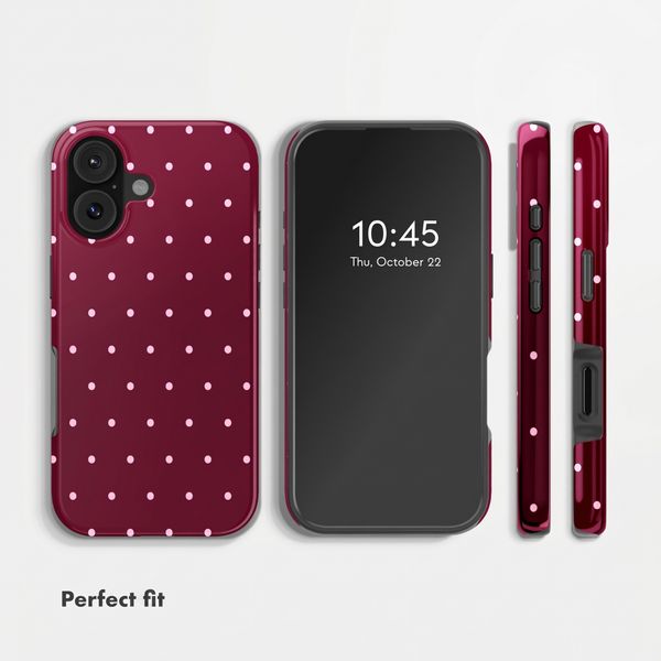 Selencia Vivid Back Cover with MagSafe Apple iPhone 16 - Happy Dots Burgundy