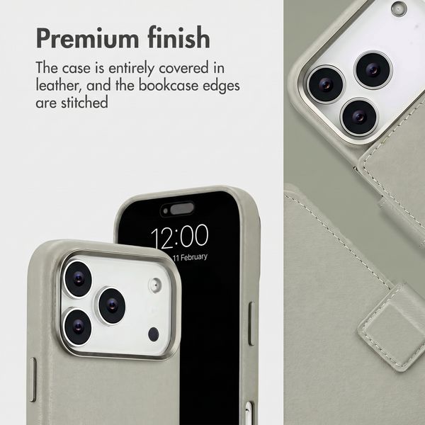 Accezz 2-in-1 Leather Bookcase with MagSafe Apple iPhone 18 Pro Max / 17 Pro Max - Light Grey