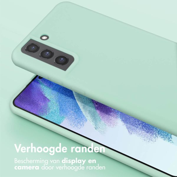 Selencia Siliconen hoesje met afneembaar koord Samsung Galaxy S21 FE - Turquoise