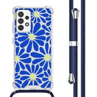 imoshion Design hoesje met koord Samsung Galaxy A52(s) (5G/4G) - Cobalt Blue Flowers Connect