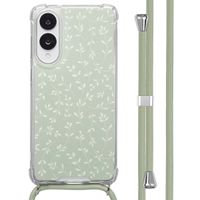 imoshion Design hoesje met koord Samsung Galaxy S25 Edge - Smoke Green Flowers