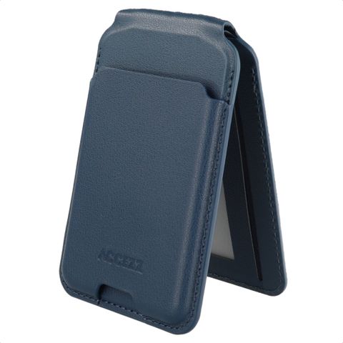 Accezz Magnetische Leren Wallet met standaard - Geschikt voor Apple Find My - Nightfall Blue