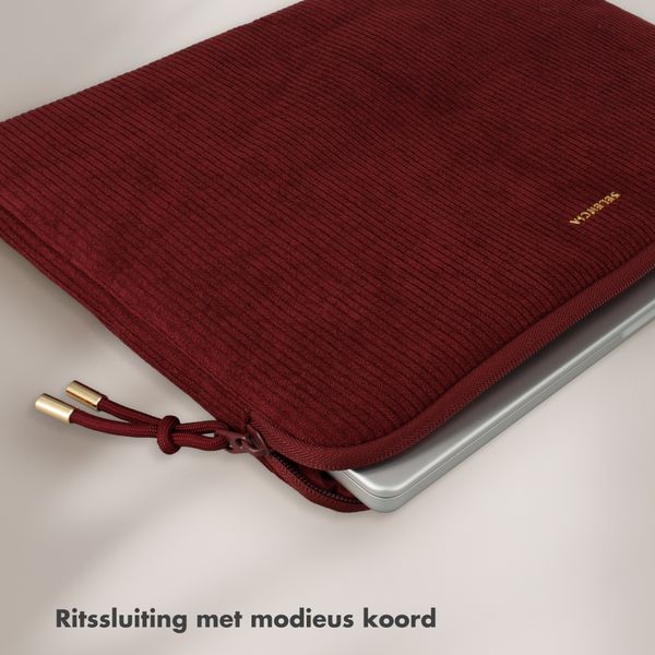 Selencia Corduroy Laptophoes 15-16 inch - Laptopsleeve - Deep Burgundy