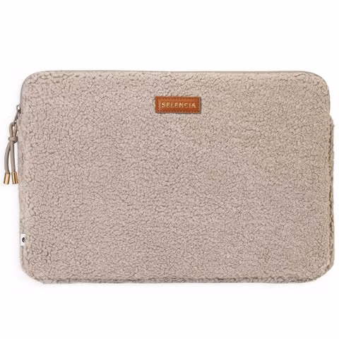 Selencia Teddy Laptop hoes 13-14 inch - Laptopsleeve - Sand