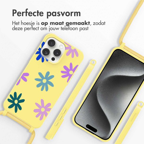 imoshion Siliconen design hoesje met koord Apple iPhone 15 Pro - Yellow Flower Distance