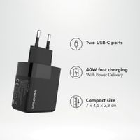 imoshion Wall Charger - Oplader - 2x USB-C - Power Delivery - 40W - Zwart